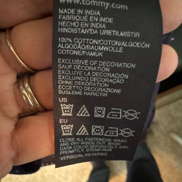 Tommy Hilfiger Womens Top,  Blouse, Size XL, Navy Blue with Polka Dots, Long Sle - Picture 9 of 9